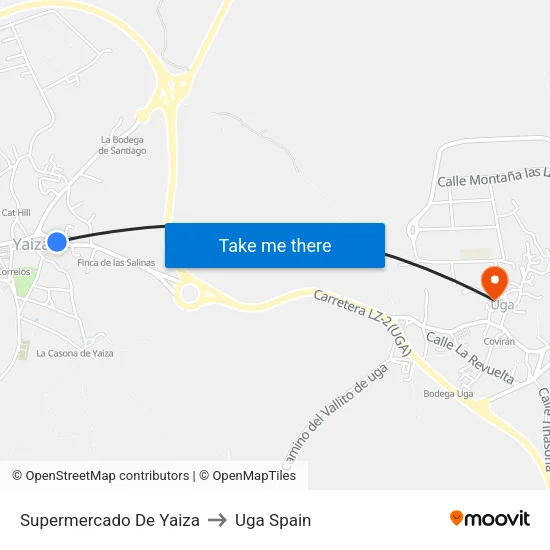 Supermercado De Yaiza to Uga Spain map