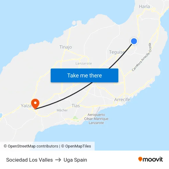 Sociedad Los Valles to Uga Spain map