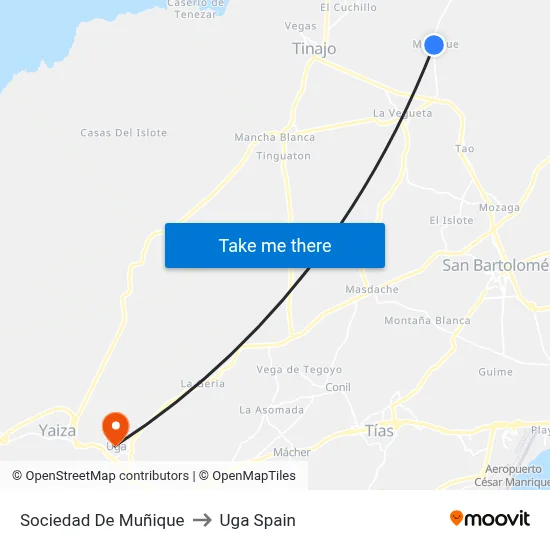 Sociedad De Muñique to Uga Spain map