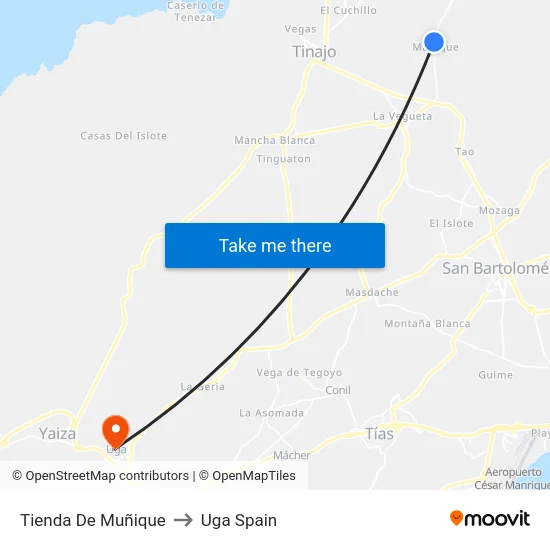 Tienda De Muñique to Uga Spain map