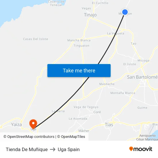Tienda De Muñique to Uga Spain map