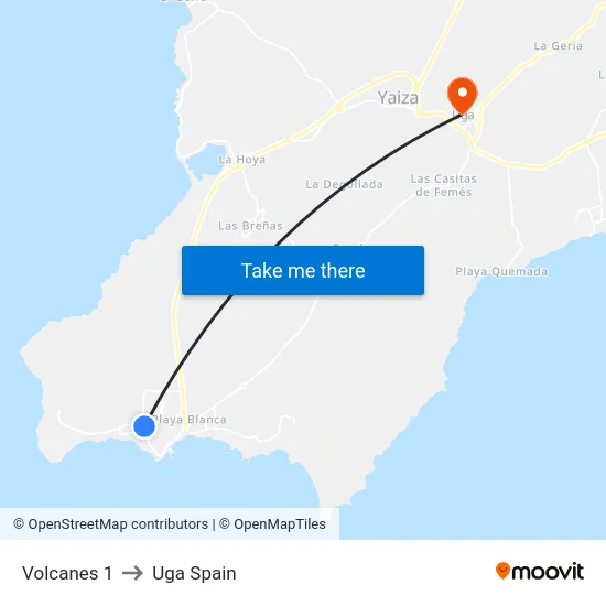 Volcanes 1 to Uga Spain map