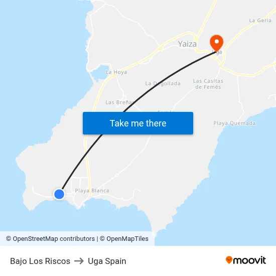 Bajo Los Riscos to Uga Spain map