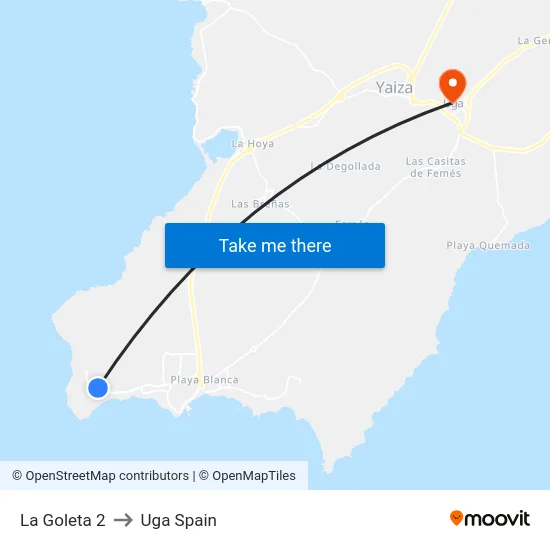 La Goleta 2 to Uga Spain map