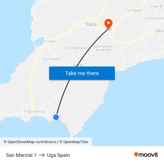 San Marcial 1 to Uga Spain map
