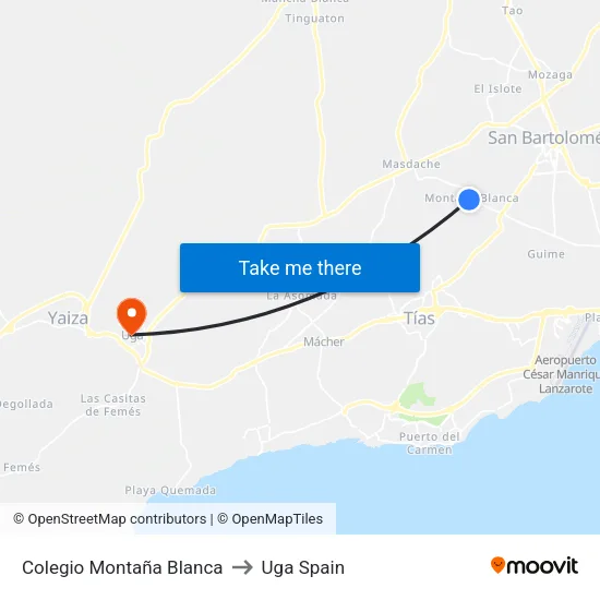 Colegio Montaña Blanca to Uga Spain map