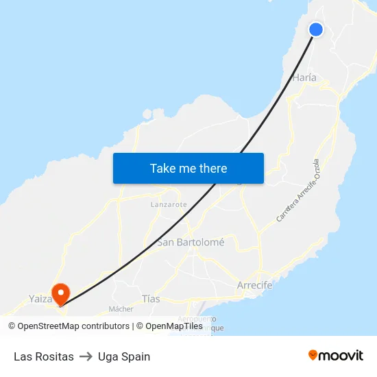 Las Rositas to Uga Spain map