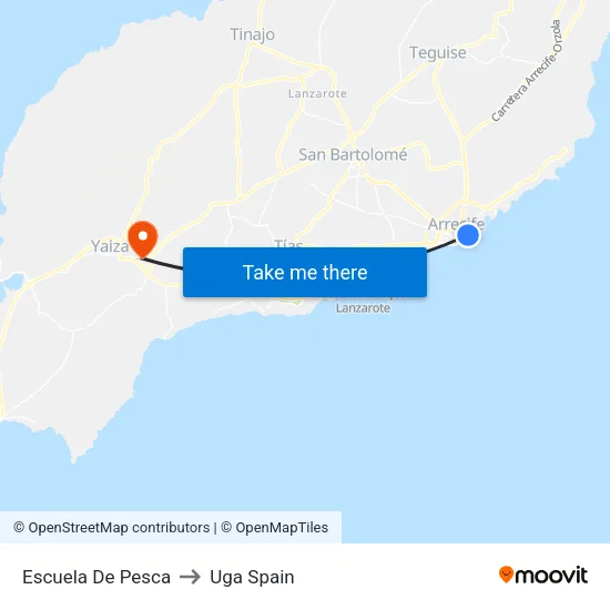 Escuela De Pesca to Uga Spain map