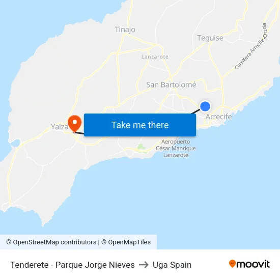 Tenderete - Parque Jorge Nieves to Uga Spain map