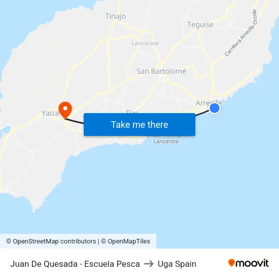 Juan De Quesada - Escuela Pesca to Uga Spain map