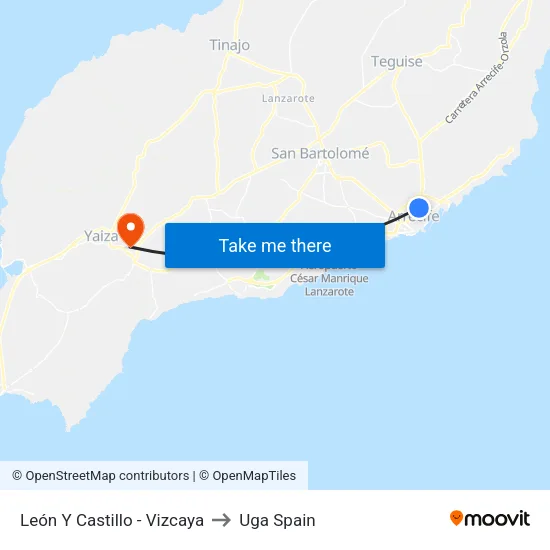 León Y Castillo - Vizcaya to Uga Spain map