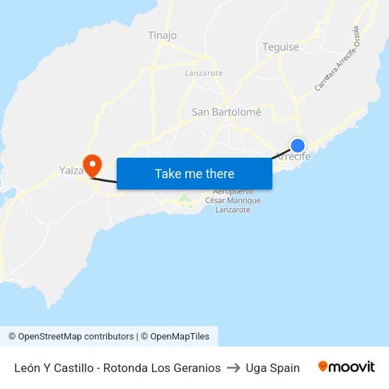 León Y Castillo - Rotonda Los Geranios to Uga Spain map