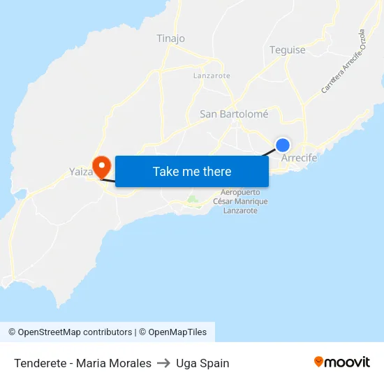 Tenderete - Maria Morales to Uga Spain map