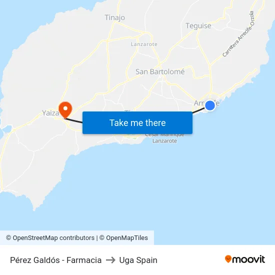 Pérez Galdós - Farmacia to Uga Spain map