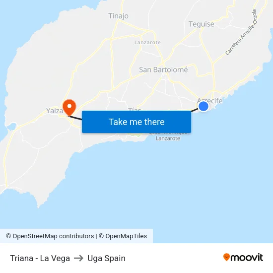 Triana - La Vega to Uga Spain map