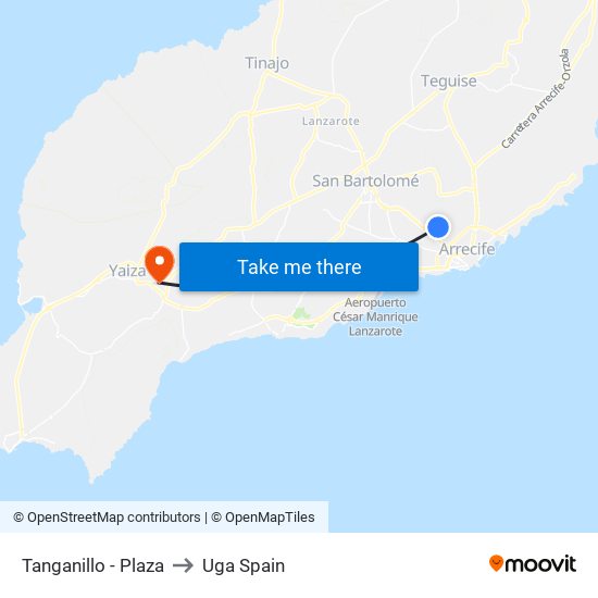 Tanganillo - Plaza to Uga Spain map