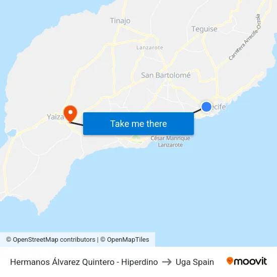 Hermanos Álvarez Quintero - Hiperdino to Uga Spain map