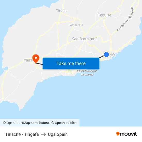 Tinache - Tingafa to Uga Spain map