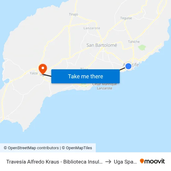 Travesía Alfredo Kraus - Biblioteca Insular to Uga Spain map