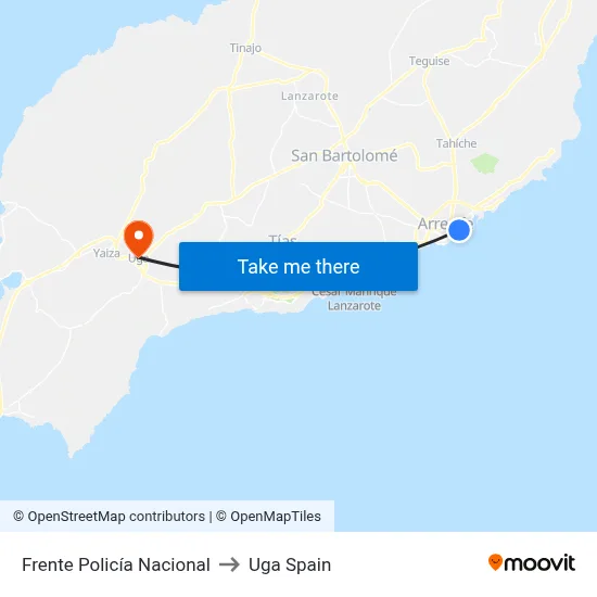 Frente Policía Nacional to Uga Spain map