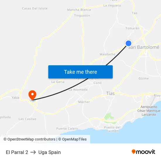 El Parral 2 to Uga Spain map