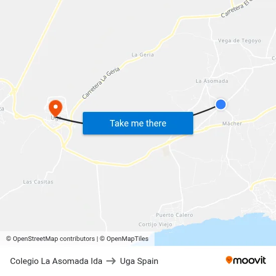 Colegio La Asomada Ida to Uga Spain map