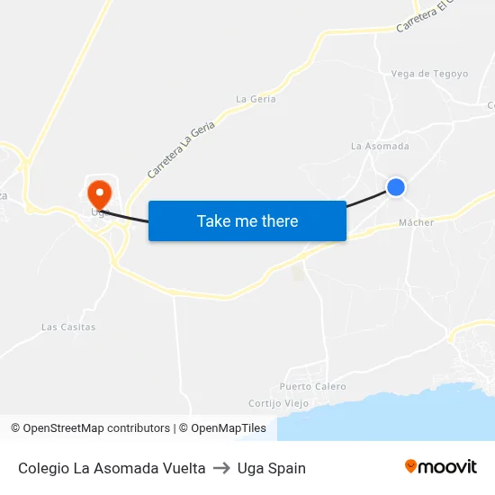 Colegio La Asomada Vuelta to Uga Spain map