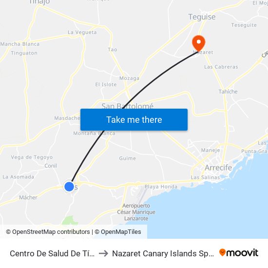 Centro De Salud De Tías to Nazaret Canary Islands Spain map