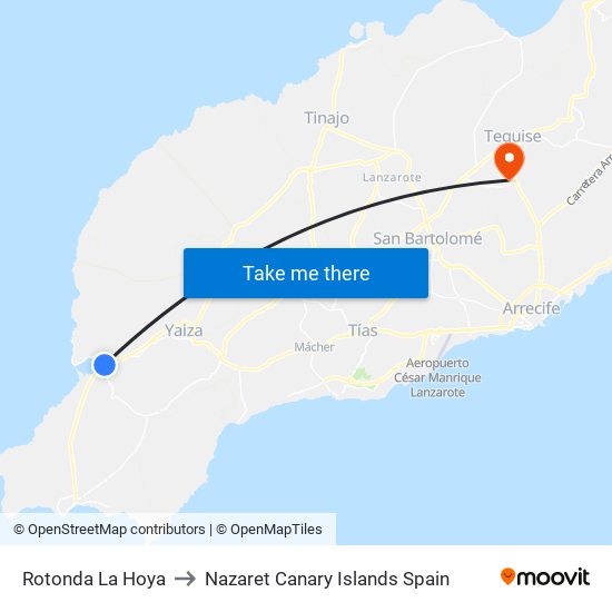 Rotonda La Hoya to Nazaret Canary Islands Spain map