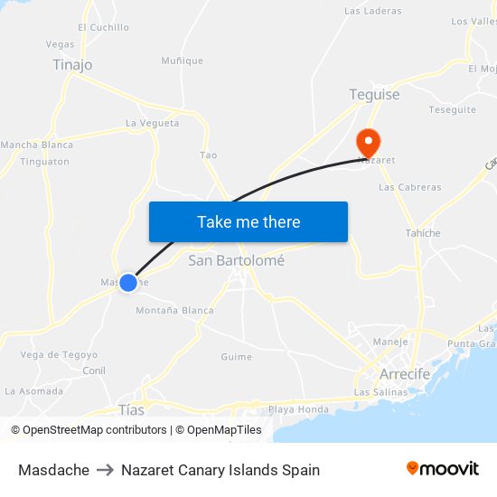Masdache to Nazaret Canary Islands Spain map