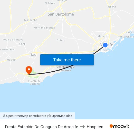 Frente Estación De Guaguas De Arrecife to Hospiten map