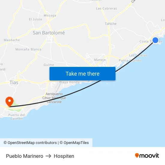 Pueblo Marinero to Hospiten map
