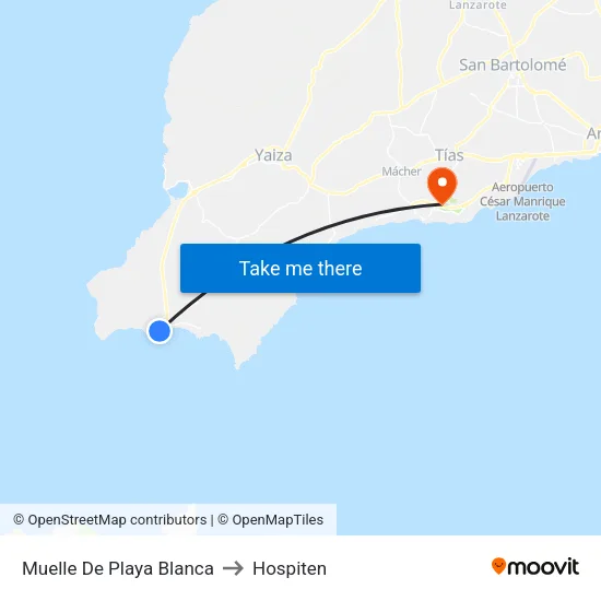 Muelle De Playa Blanca to Hospiten map