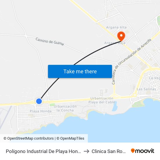 Polígono Industrial De Playa Honda I to Clinica San Roque map