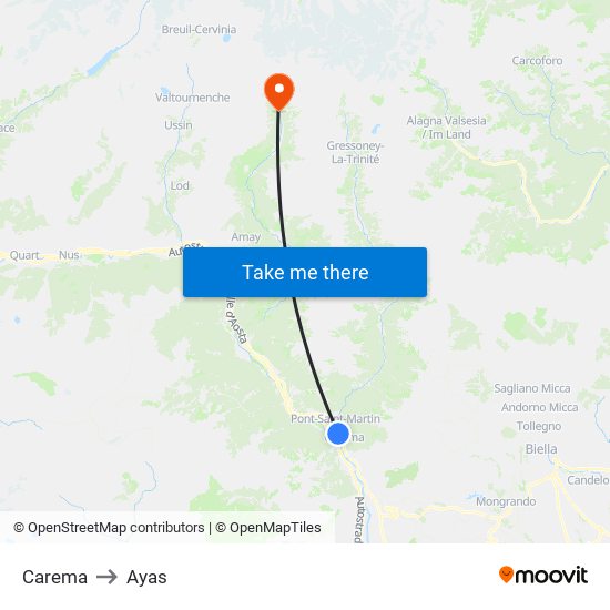 Carema to Ayas map