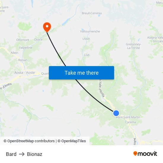 Bard to Bionaz map