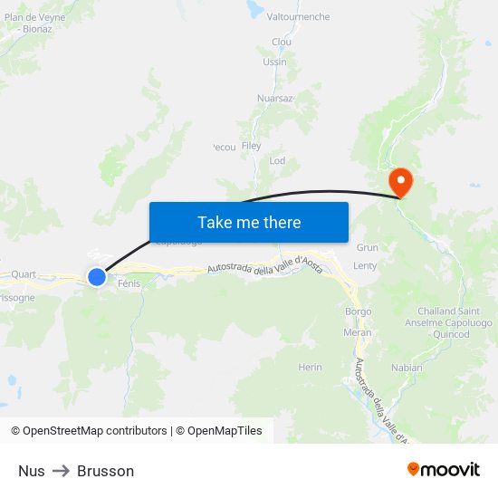 Nus to Brusson map