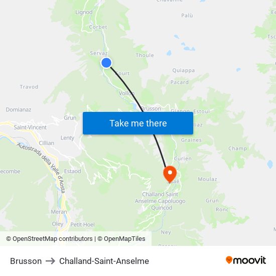 Brusson to Challand-Saint-Anselme map