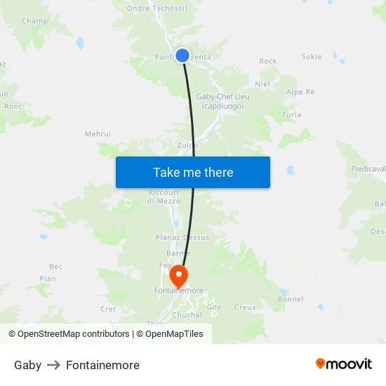 Gaby to Fontainemore map