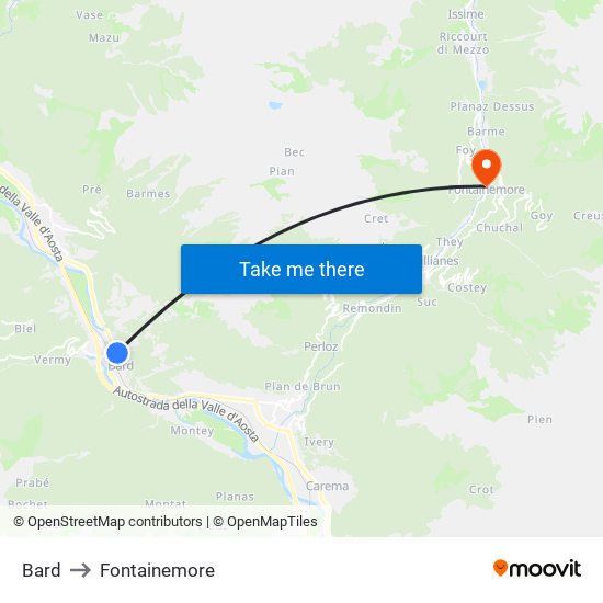 Bard to Fontainemore map