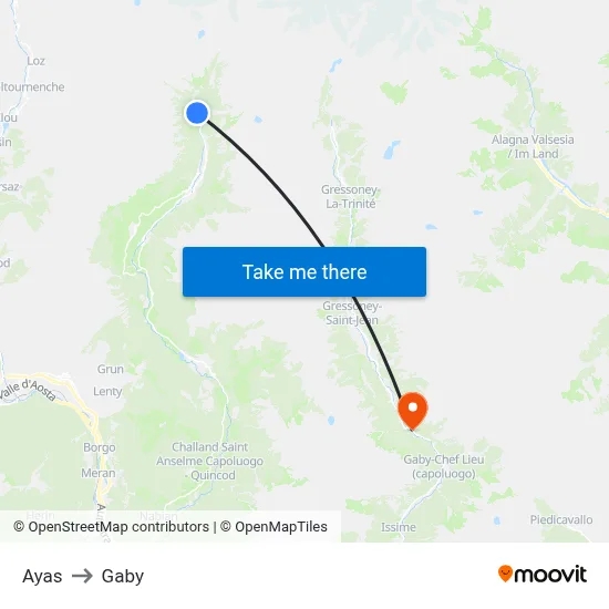 Ayas to Gaby map
