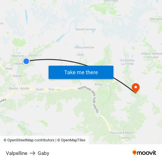 Valpelline to Gaby map