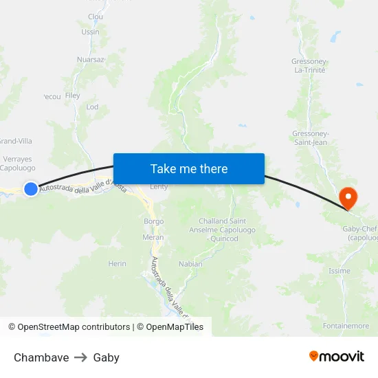 Chambave to Gaby map