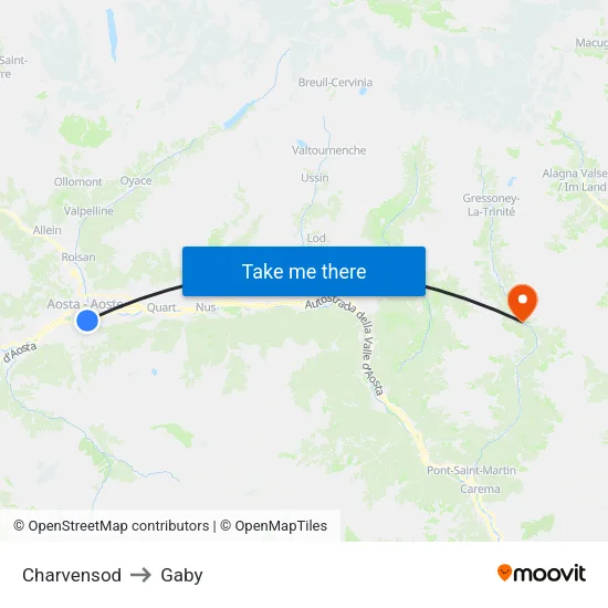Charvensod to Gaby map