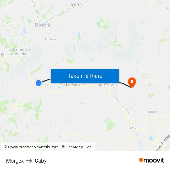 Morgex to Gaby map