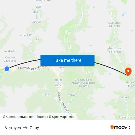 Verrayes to Gaby map