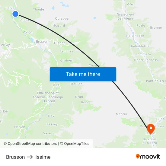 Brusson to Issime map
