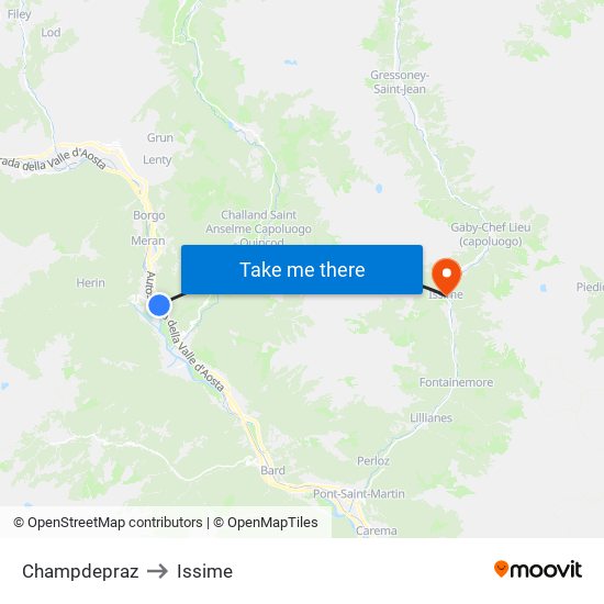 Champdepraz to Issime map