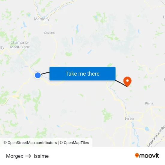 Morgex to Issime map