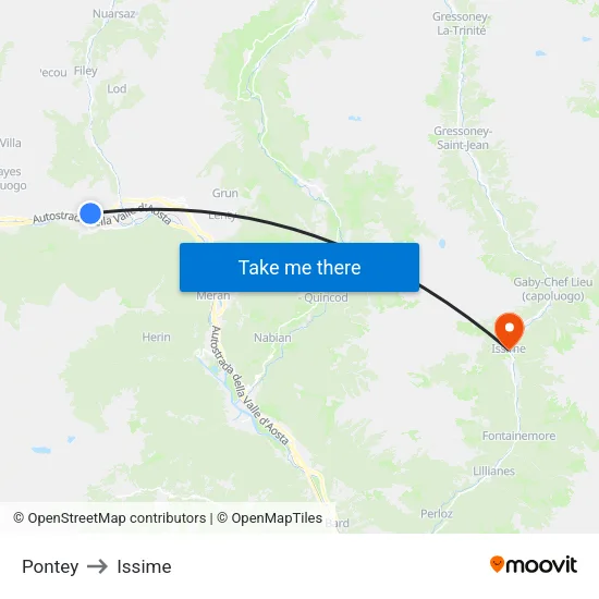 Pontey to Issime map